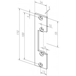 Plaque de frappe plate 106 inox ma Rect.B.24xL.110mm DIN Gauche/droit ASSA ABLOY