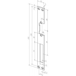 Plaque de frappe plate 021 STA galinox.Rect.B.25xL.250mm DIN Gauche/droit ASSA ABLOY