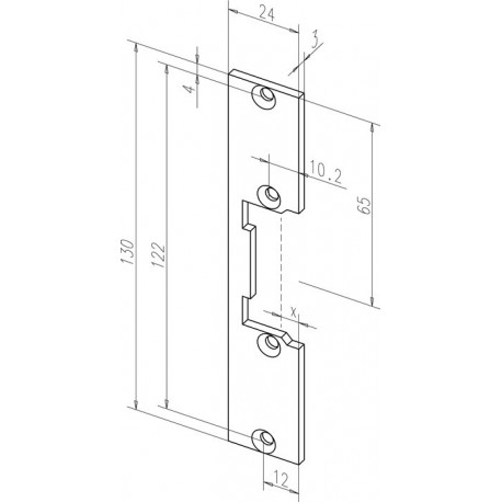 Plaque de frappe plate 096 STA galinox.Rect.B.24xL.130mm DIN Gauche/droit ASSA ABLOY