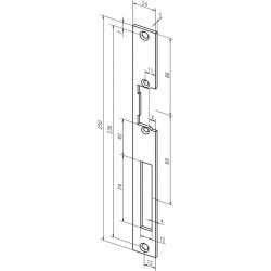 Plaque de frappe plate 338 STA galinox.Rect.B.24xL.250mm DIN Gauche/droit ASSA ABLOY