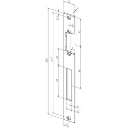 Plaque de frappe plate 690 inox ma Rect.B.24xL.250mm DIN Gauche/droit ASSA ABLOY