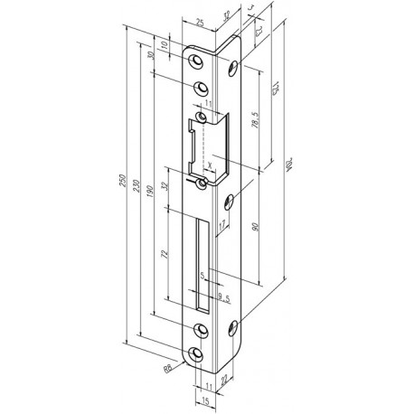 Gâche de sécurité coudée .069 S.3mm VA ma DIN droite ASSA ABLOY
