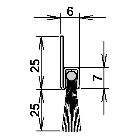 Joint de porte brosse, longueur 2000 mm, crin mixte. Visser ATHMER