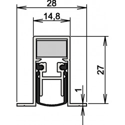Joint de porte Schall-Ex® DUO L-15/28 OS 1-404 2-s.L.708mm Alu anodisé.HLT ATHMER