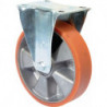 Roulette fixe 160 mm 300 kg bandage en polyuréthane moulé 138 x 109 mm aluminium