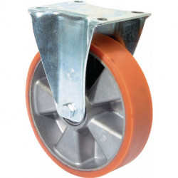 Roulette fixe 200 mm 300 kg bandage en polyuréthane moulé 138 x 109 mm aluminium