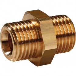 Mamelon fileté double laiton filetage extérieur G 1/4 x G 1/4 po. SW 17 mm PROMAT (Par 10)