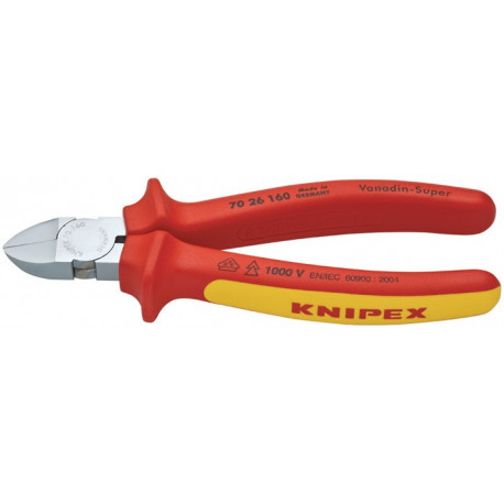Pince coupante diagonale longueur 160 mm tête chromée gaines multicomposant VDE