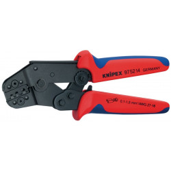 Pince à sertir forme courte longueur 195 mm 0,1-1,5 (AWG 27-16) mm² p. connect. non isol. ressort d’ouv. KNIPEX