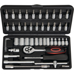 Jeu de clés à douille 45 pièces 1/4 po. ouverture de clé 4-14 mm nombre de dents 72 6 pans NOW