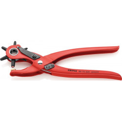 Pince emporte-pièce révolver longueur totale 220 mm ressort d’ouv. 2/2,5/3/3,5/4 et 5 mm revêtement poudre rouge KNIPEX