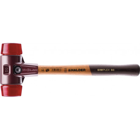 Maillet à frappe amortie SIMPLEX longueur 300 mm D. de la tête 30 mm dur bois plastique rouge HALDER