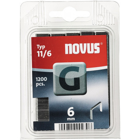 Agrafe à fil d'acier plat G tipo 11 l.10,6xL6 mm largeur de fil 1,25 mm 1200 pièces/paquet NOVUS