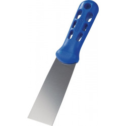 Spatule de peintre l. 40 mm polissage haute brillance plastique plat et ovale, bleu acier inoxydable inox.