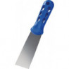 Spatule de peintre l. 40 mm polissage haute brillance plastique plat et ovale, bleu acier inoxydable inox.