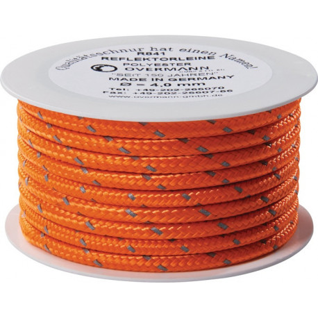 Cordon réfléchissant Safety Reflector longueur 50 m D. 2 mm polyester orange OVERMANN (Par 6)