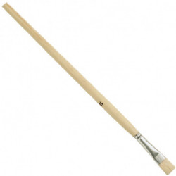 Pinceau de soie Gussow taille 2 largeur 5 mm soies claires de haute qualité tôle blanche manche en bois brut (Par 12)
