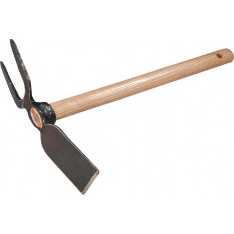 Petite serfouette l largeur x longueur 45 cm lame large et 2 dents avec trou de suspension FREUND VICTORIA