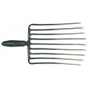 Fourche à cailloux 9, longueur des dents 330 mm avec douille à ressort, sans manche acier, rouge-argent laqué KRUMPHOLZ