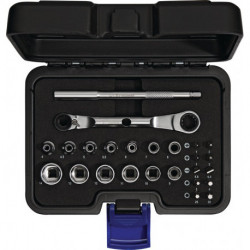 Jeu de clés à douille 25 pièces 1/4 po. ouverture de clé 4-14 mm 6 pans PROMAT