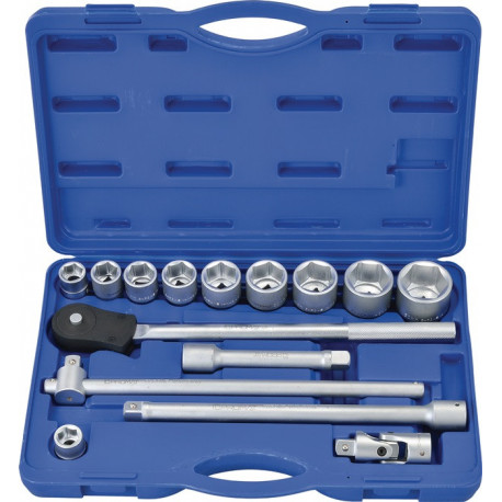 Jeu de clés à douille 15 pièces 3/4 po. ouverture de clé 22-50 mm nombre de dents 60 6 pans PROMAT