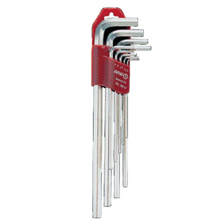 Jeu de clés mâles coudées 911L-HM9D 9 pcs. support en plastique SW 1,5-10 mm long acier CV AMF