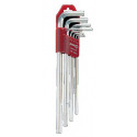 Jeu de clés mâles coudées 911L-HM9D 9 pcs. support en plastique SW 1,5-10 mm long acier CV AMF