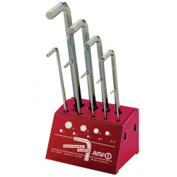 Jeu de clés mâles coudées 911L-WM9 9 pcs. support d’atelier SW 2,5-14 mm long acier CV AMF