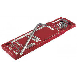 Jeu de clés mâles coudées 911LG-BM8D 8 pcs. boîte coulissante SW 2-10 mm long tête sphérique acier CV AMF