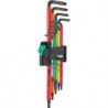 Jeu de clés mâles coudées 967/9 TX XL 9 pcs. T8-T40 codé couleur, long support en plastique WERA