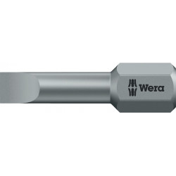 Embout 800/1 TZ pour vis à fente 4 mm longueur 25 mm 1/4 po. C6,3 0,5 mm dur tenace, zone de torsion WERA (Par 10)