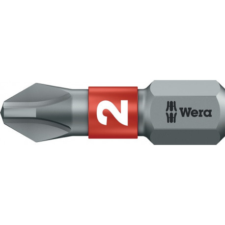 Embout 851/1 BTZ 1/4 po. PH 3 longueur 25 mm BiTorsion dur tenace WERA (Par 10)