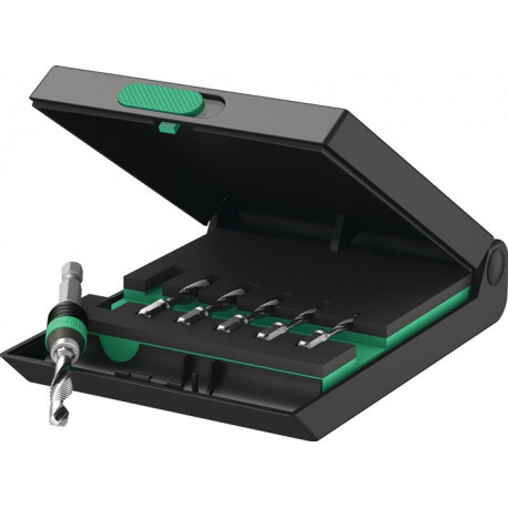 Jeu d'embouts de taraudage combiné 7 pièces HSS 1/4 po. 6 pans boîte en plastique WERA