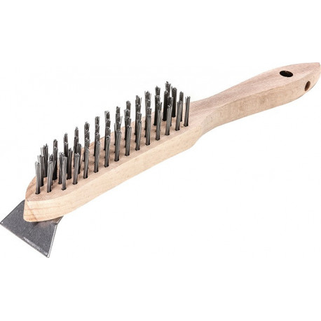 Brosse métallique longueur 290 mm 0,35 mm fil d’acier lisse 4 rangées LESSMANN