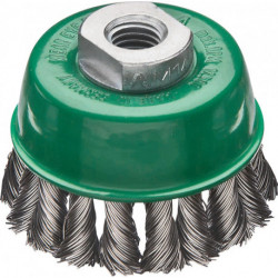 Brosse boisseau D. 65 mm M14 épaisseur de fil 05 mm VA 12500 min-¹ LESSMANN