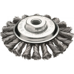Brosse conique D. 115 mm M14 épaisseur de fil 0,5 mm acier 12 mm 15000 min-¹ LESSMANN