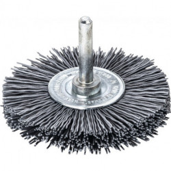 Brosse plate D. 70 mm tige 6 mm SiC poils de ponç. granulation 120 12 mm 15000 m