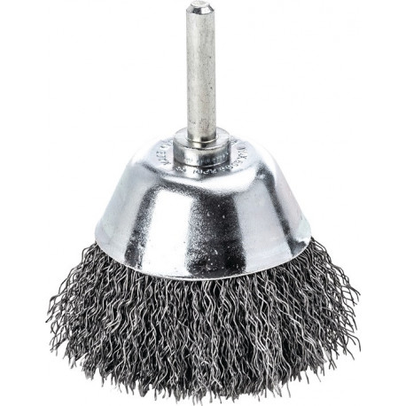 Brosse boisseau D. 50 mm tige 6 mm épaisseur fil 0,3 mm acier 10500 min-¹ LESSMANN