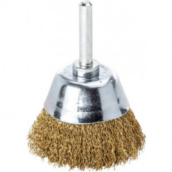 Brosse boisseau D. 50 mm tige 6 mm épaisseur fil 02 mm laiton 10500 min-¹ LESSM