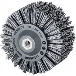 Brosse plate D. 140 mm M14 SiC poils de ponç. granulation 80 60 mm 2500 min-¹ LESSMANN