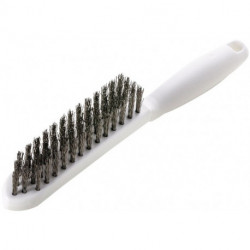 Brosse métallique longueur 285 mm 035 mm fil d’acier VA ondulé 4 rangées LESSMA