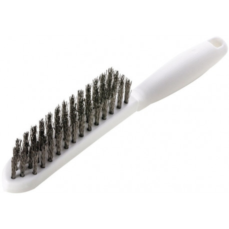 Brosse métallique longueur 285 mm 035 mm fil d’acier VA ondulé 4 rangées LESSMA