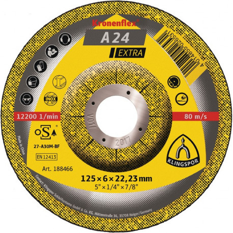 Meule à ébarber A 24 Extra D230xS6 mm contre-coudé acier perçage 22,23 mm KLINGS (Par 10)
