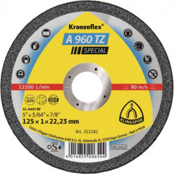 Disque à tronçonner A 960 TZ Special D125x1 mm droit INOX perçage 22,23 mm KLING (Par 25)