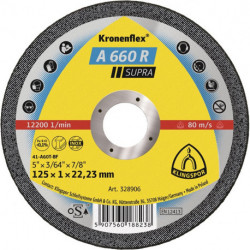 Disque à tronçonner A 660 R Supra D125x1 mm droit INOX perçage 22,23 mm KLINGSPO (Par 25)