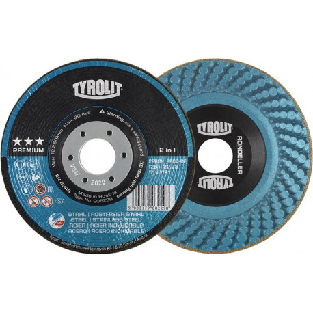 Meule à ébarber RONDELLER® D125xép. mm granulation 60 contre-coudé INOX/acier pe (Par 25)