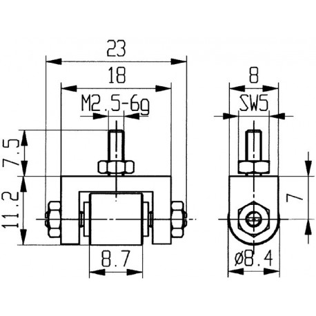 Palpeur D. 84 mm rouleau M25 acier adapté à horloges de mesure KÄFER
