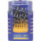 Jeu de forets bois 012K 25 pièces D. 1-13 mm par incréments de 0,5 mm acier CV FISCH-TOOLS