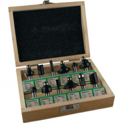 Jeu de fraises 973CT12A05 carbure D. de la tige 8 mm 12 pièces FISCH-TOOLS