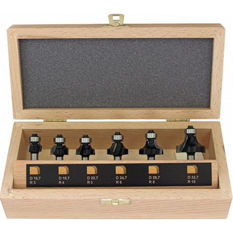 Jeu de fraises à chanfreiner les dents 973CT06A03 carbure D. de la tige 8 mm 6 pièces FISCH-TOOLS
